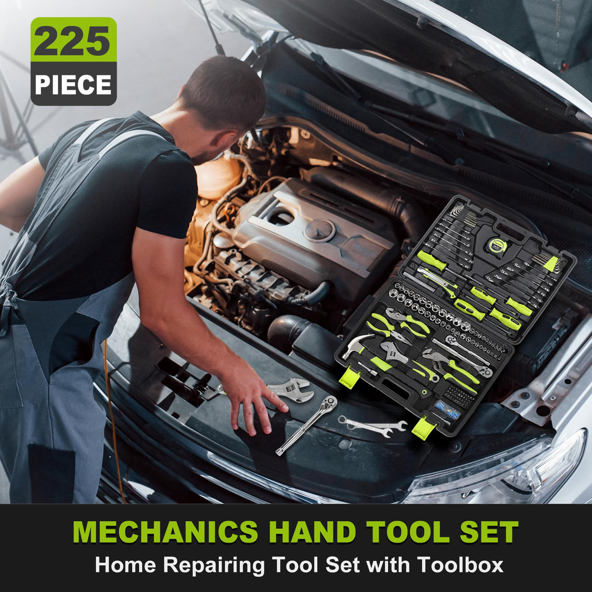225-Piece Home Repairing Tool Kit with Tool Box T100