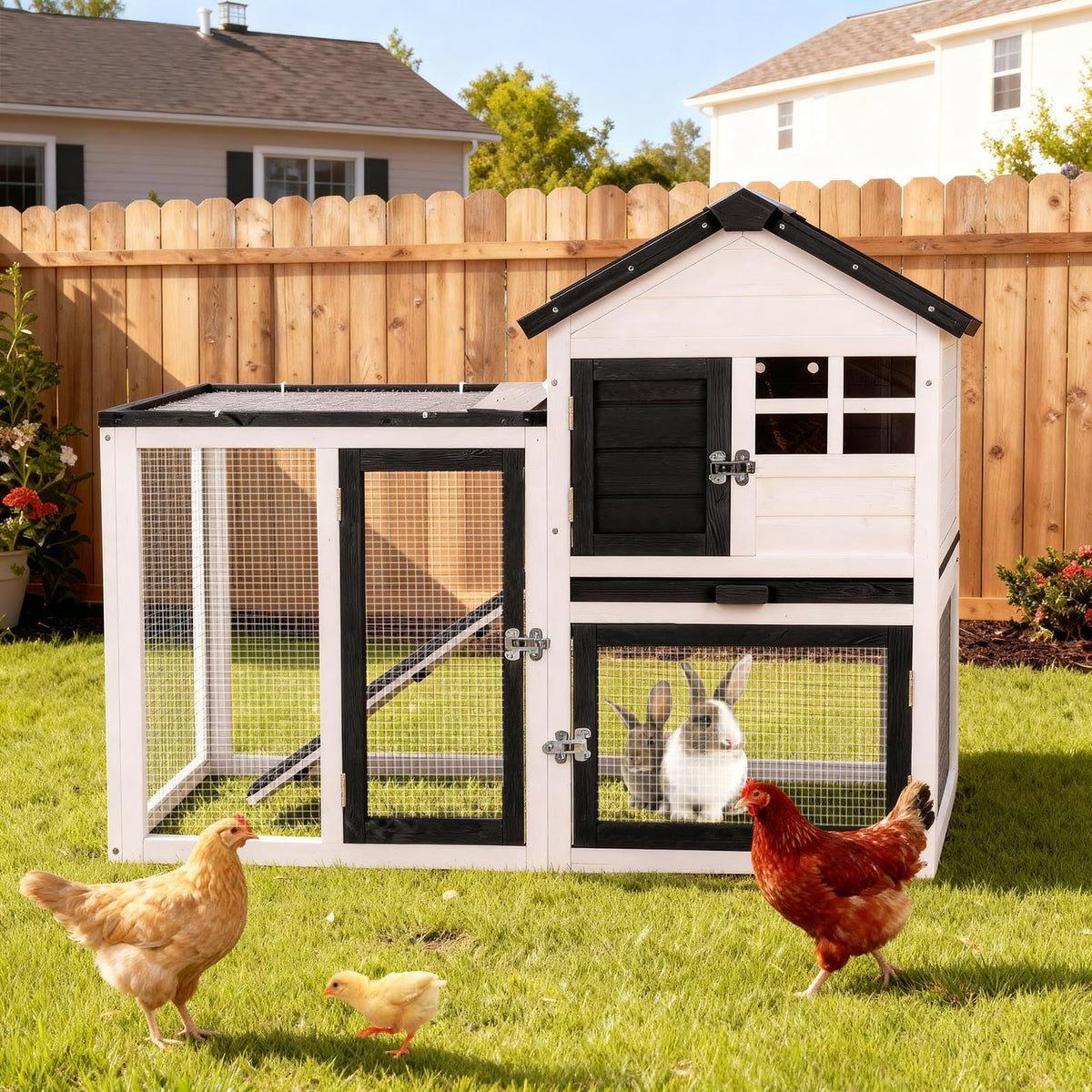Rabbit Hutch Bunny Cage with Mesh Floor L856484