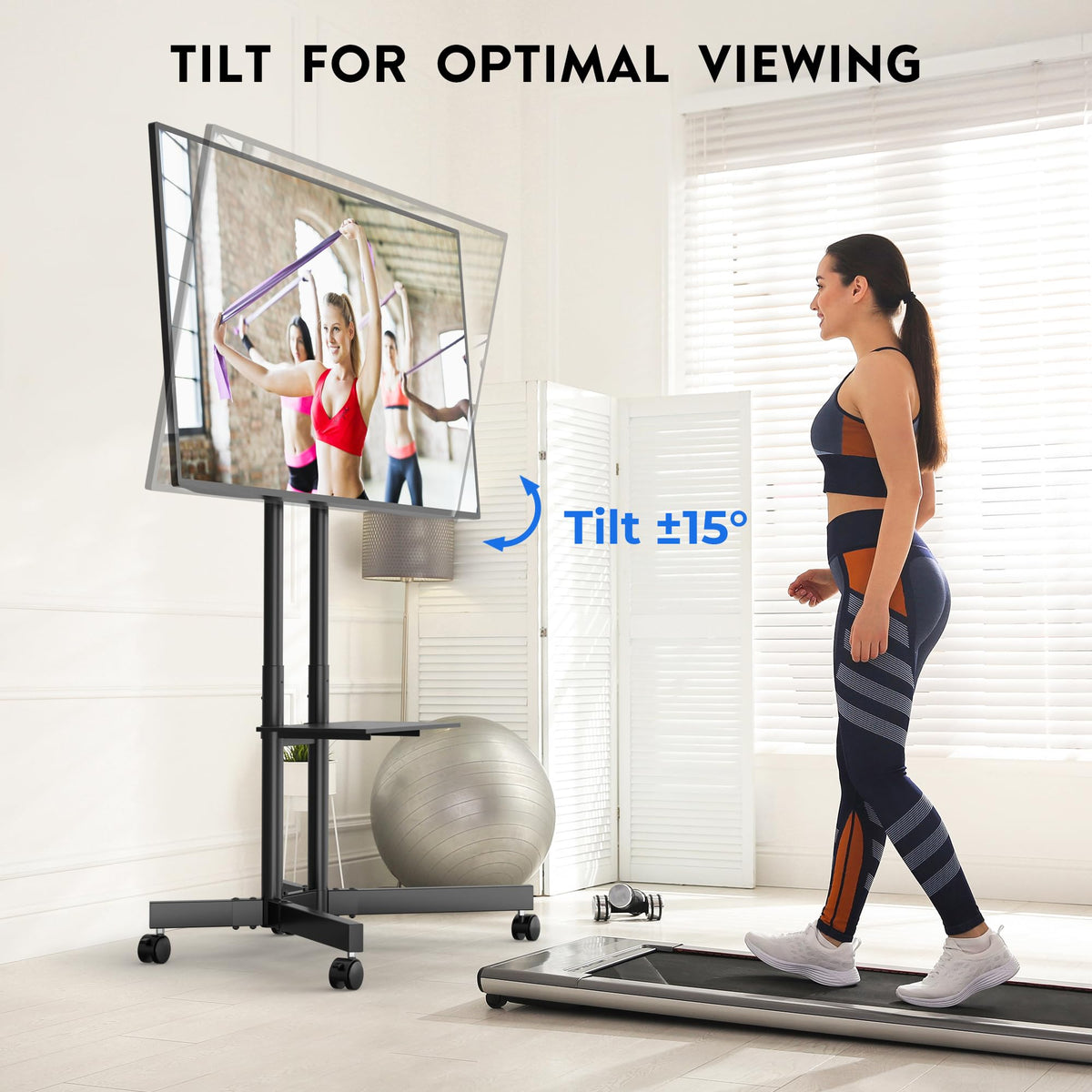 Rolling TV Stand with Tilt, Black G93421