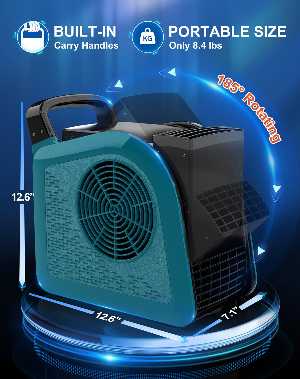 Blue 355CFM 3 Speed Air Mover Blower Fan with 2 Outlets M354