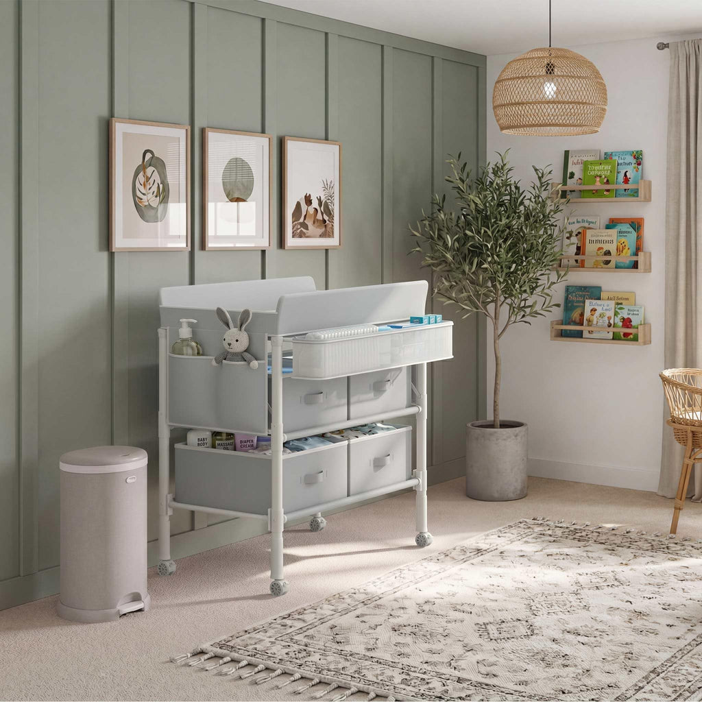 Grey Baby Changing Table with 4 Drawers W2639