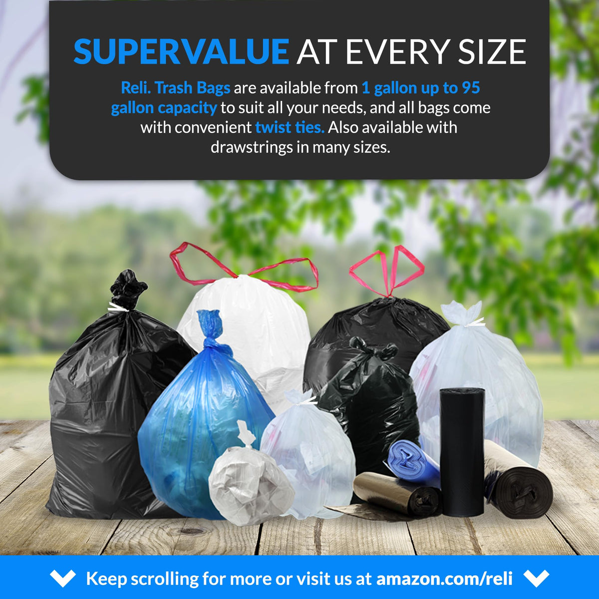 40 to 45 Gallon Heavy Duty Trash Bags D24767