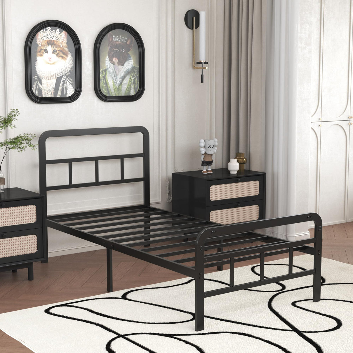 Twin Platform Bed Frame with Headboard and Footboard M675