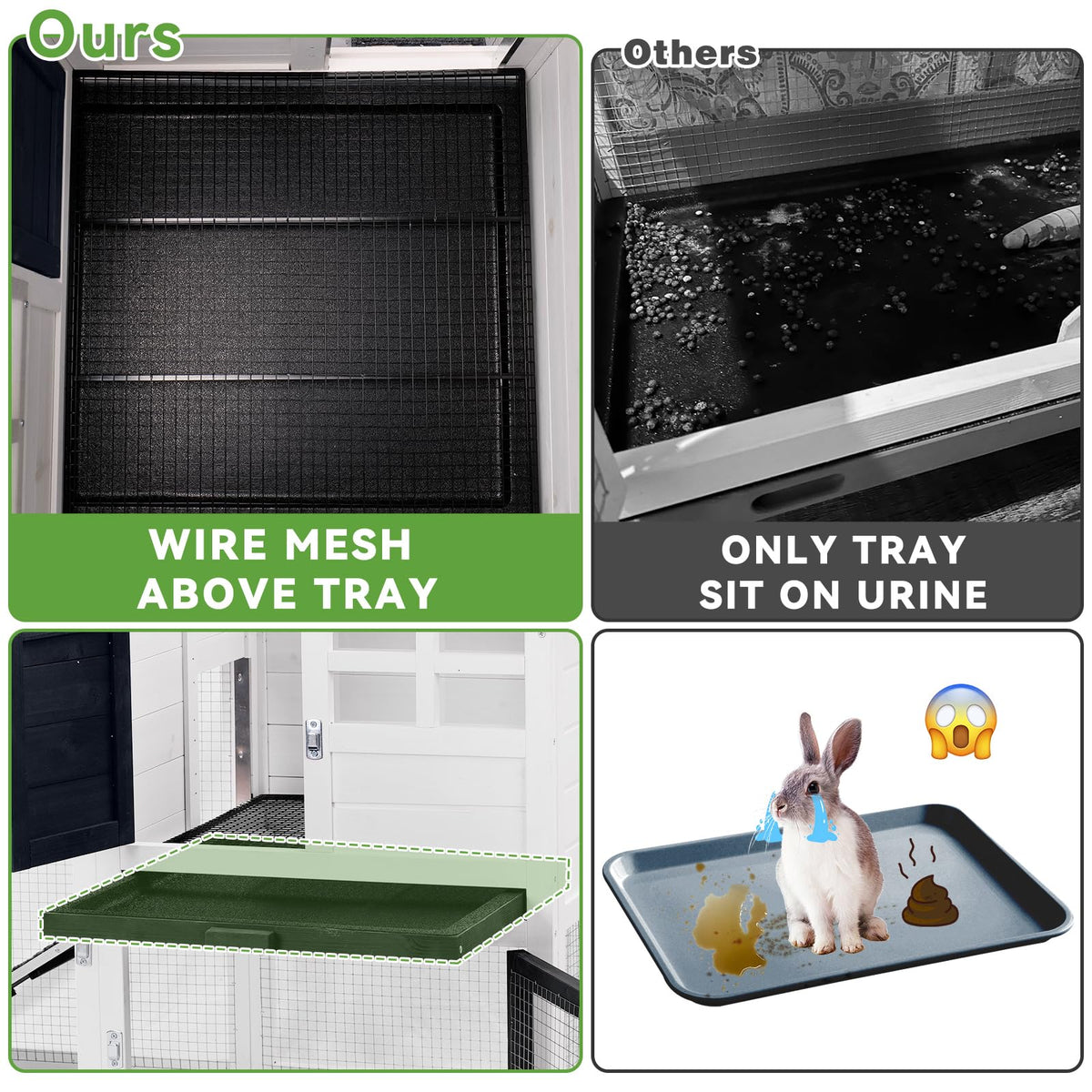 Rabbit Hutch Bunny Cage with Mesh Floor L856484