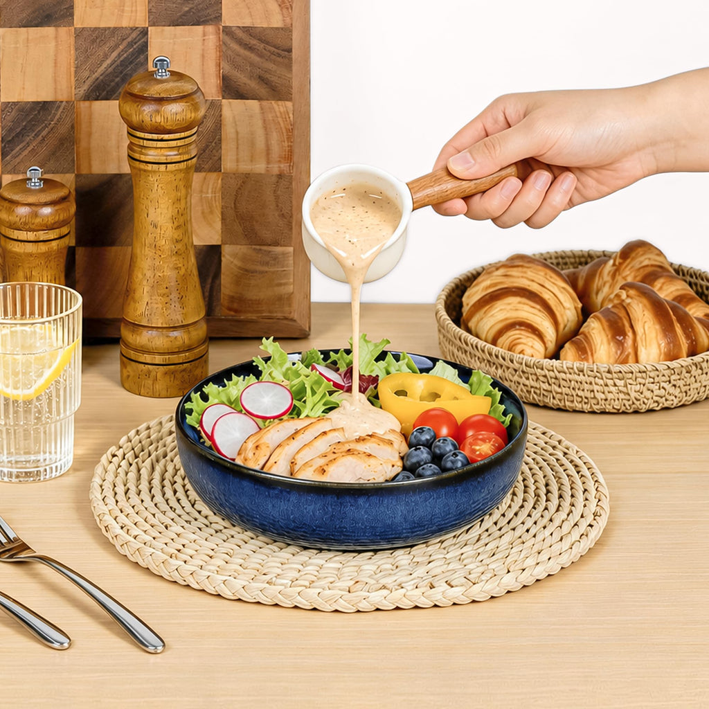 Blue Porcelain Pasta Bowls Set for 4 S8024