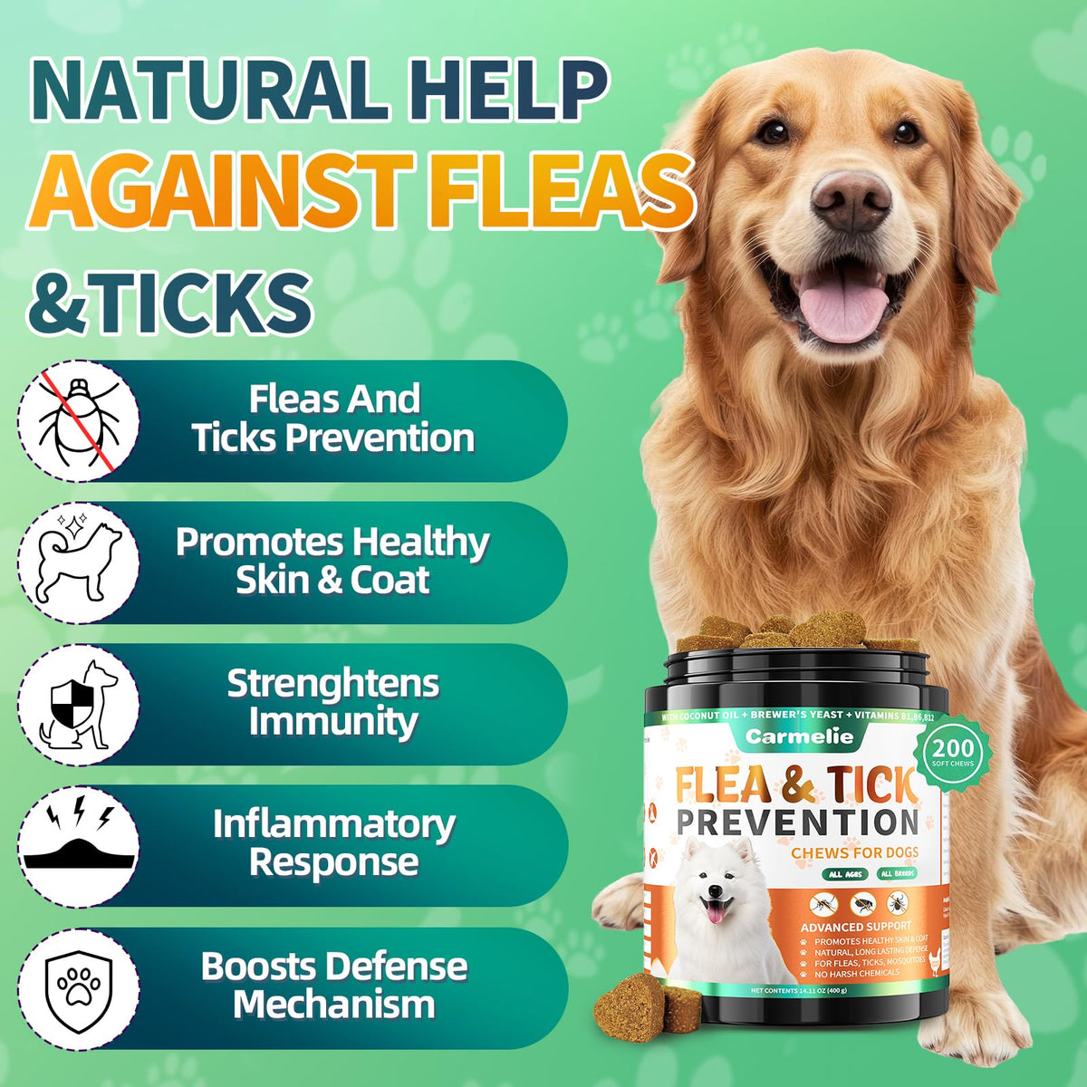 Flea and Tick Prevention for Dogs Chewables, 200 Soft Chews R692593