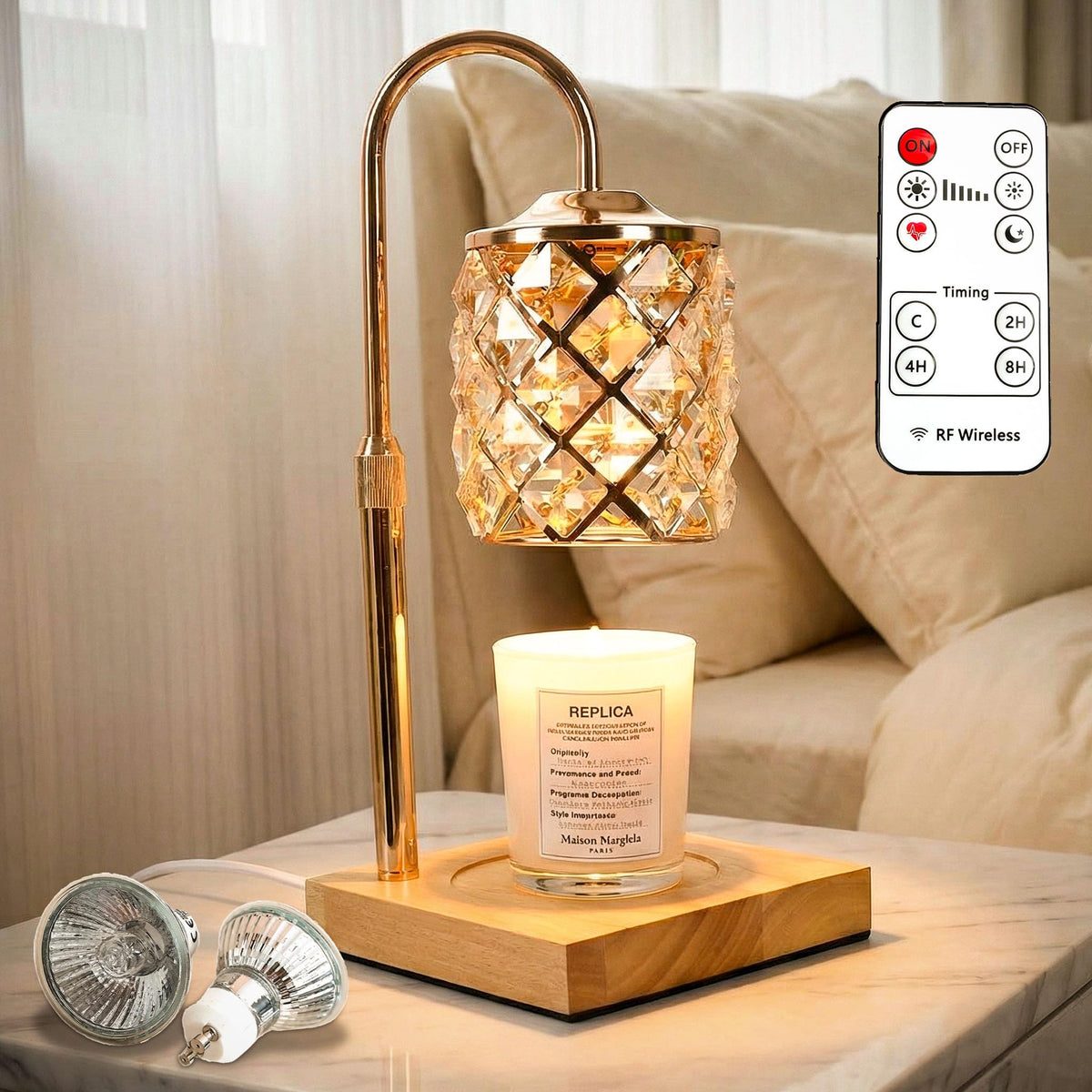 Dimmable Height Adjustable Candle Warmer Lamp with Timer and Remote T478