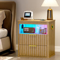 LED Nightstand with Charging Station and 2 Drawers F943862