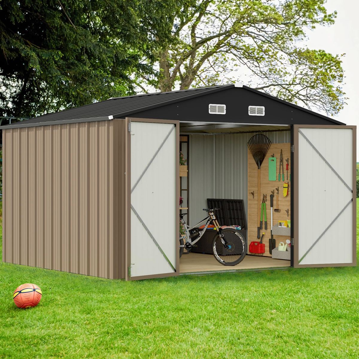 10 x 8 FT Metal Outdoor Storage Shed with Lockable Door W266