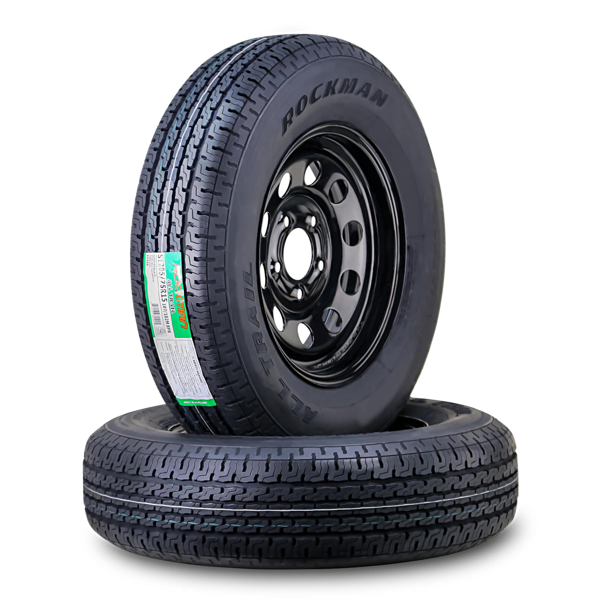 ST205/75R15 8-Ply Trailer Tire Wheel Black Mod Rim Pk2 F902171