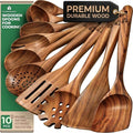 10 Pcs Non Toxic Teak Wooden Kitchen Utensils Set H9162