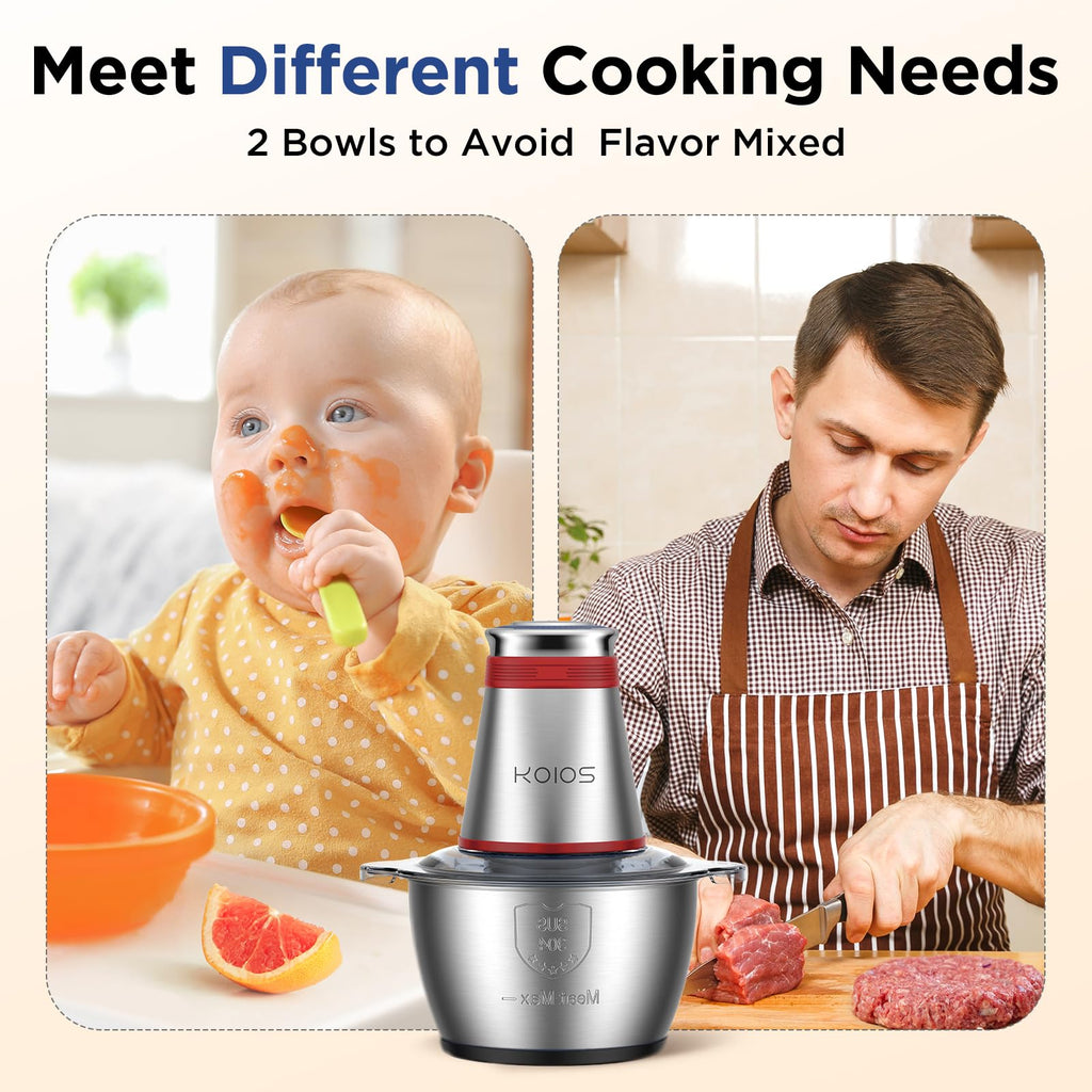 500W Electric Food Processor with 2 Bowls N77537