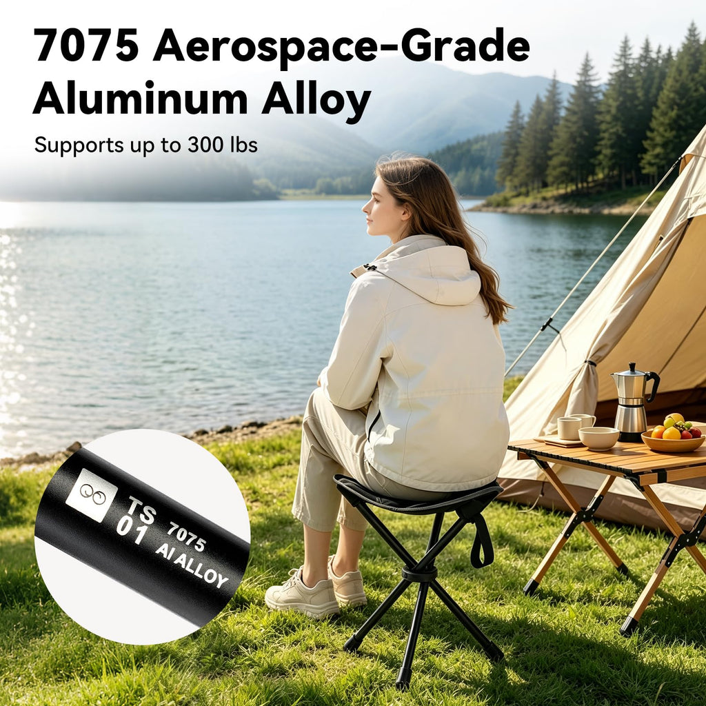 18"×14.5" Aluminum Alloy Folding Camping Stool, Black K3314