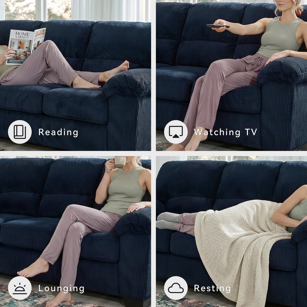 Navy Corduroy Sofa F142