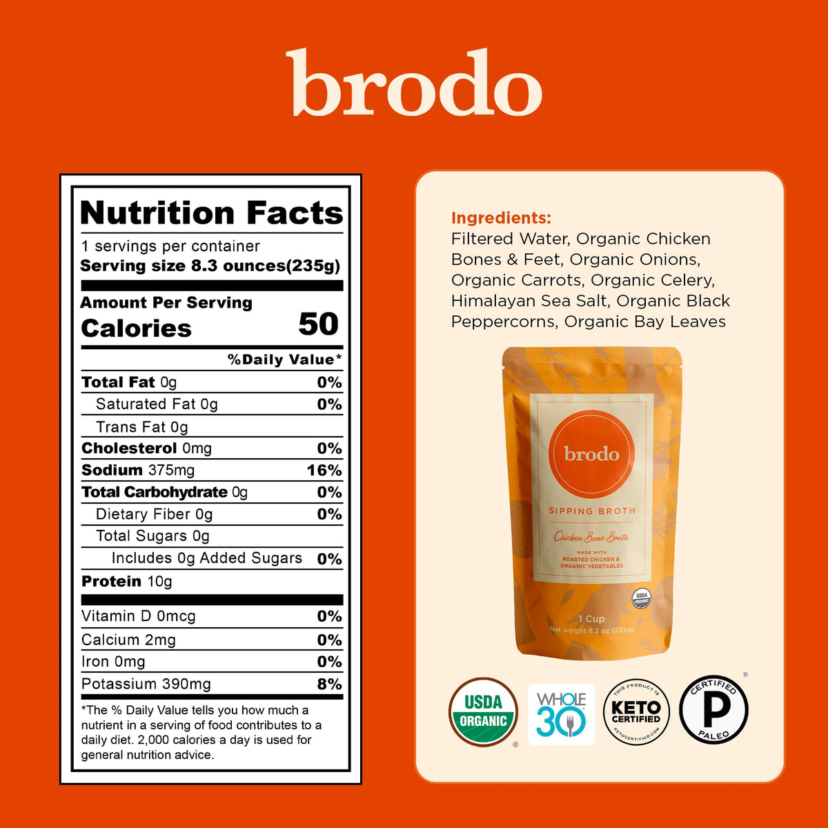 Organic Chicken & Beef Bone Broth 6x 8.3 oz E4786