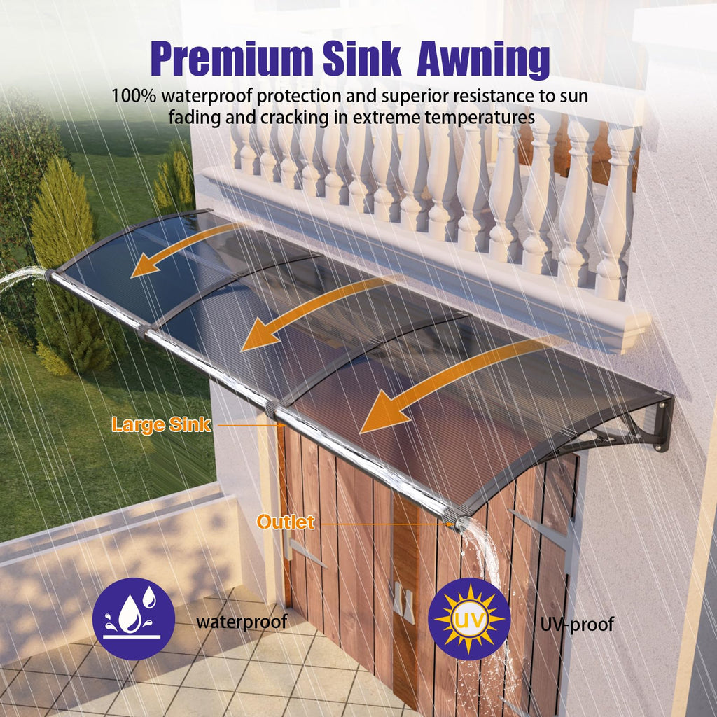32" x 48" Window Door Awning Canopy with Drainage U3121