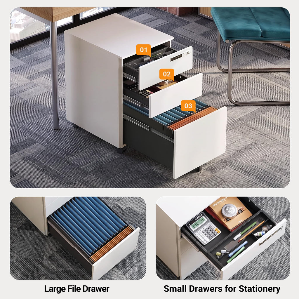 3 Drawer File Cabinet with Combination Lock E7790
