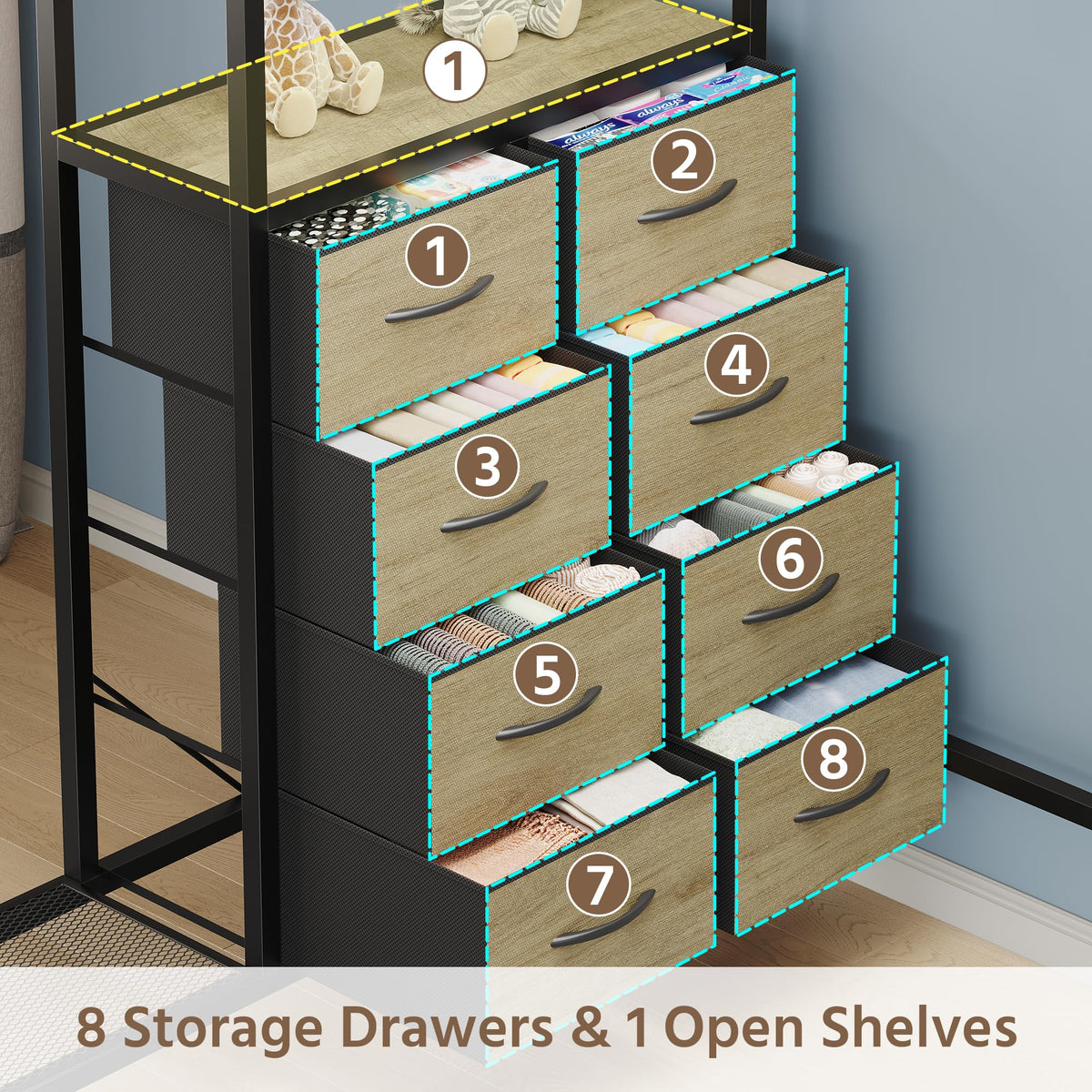 Oak Gray Full Over Twin Bunk Bed with Desk and Drawers N77763