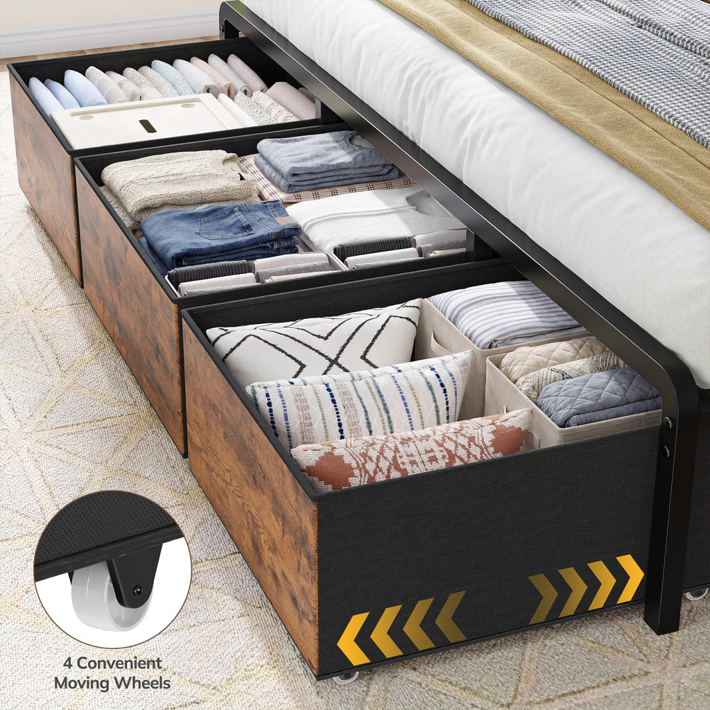 King Size Bed Frame with 9 Drawers and Charging Station L310188