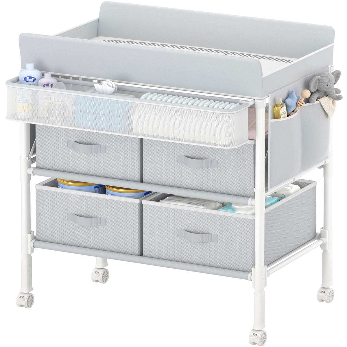 Grey Baby Changing Table with 4 Drawers W2639
