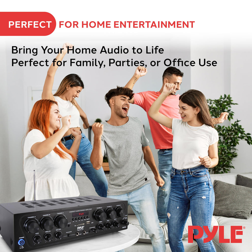 6 Channel 750 Watt Bluetooth Wireless Home Amplifier H876