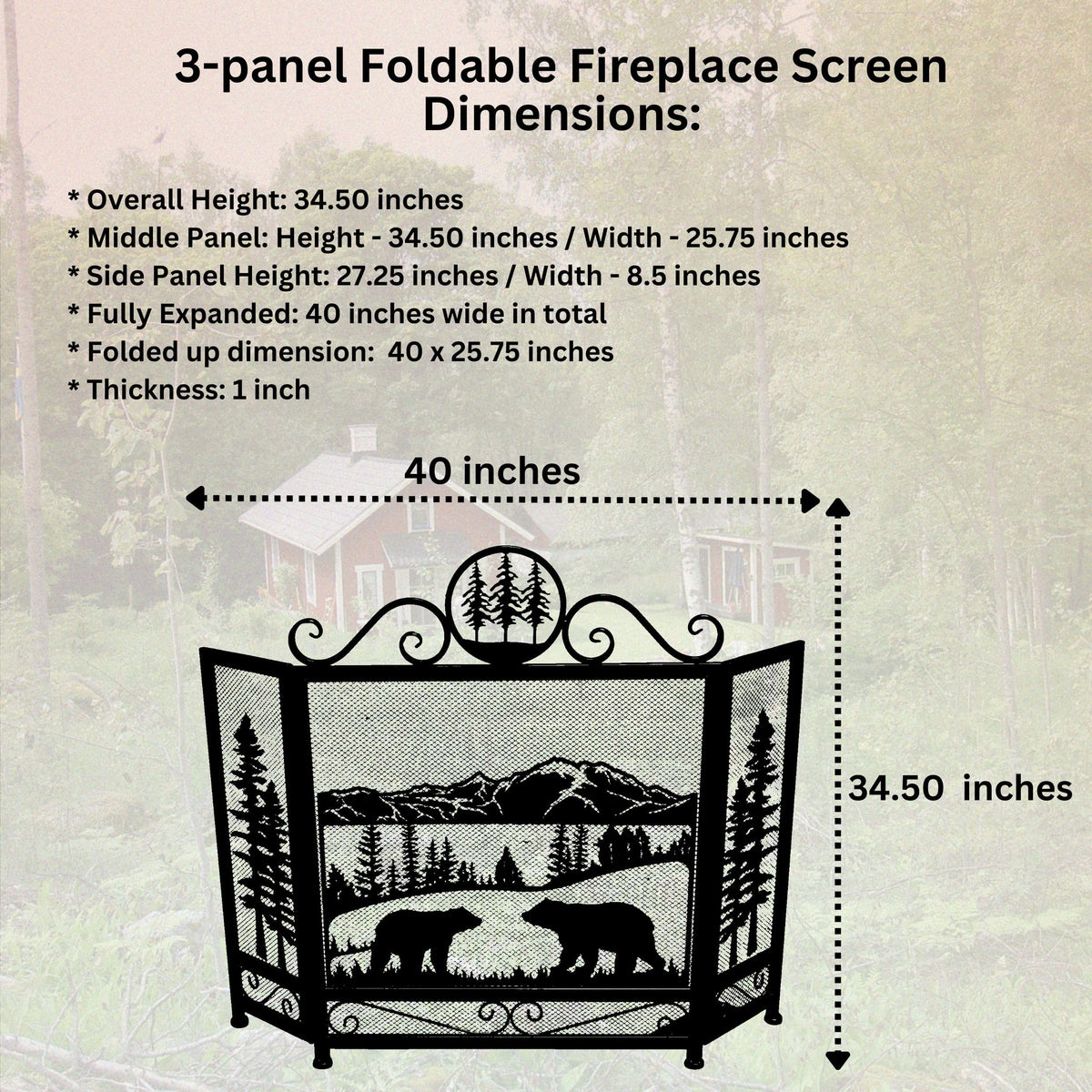 3-Panel Fireplace Screen F89924