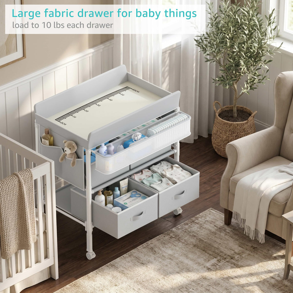 Grey Baby Changing Table with 4 Drawers W2639