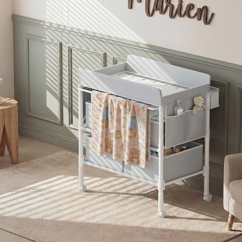 Grey Baby Changing Table with 4 Drawers W2639