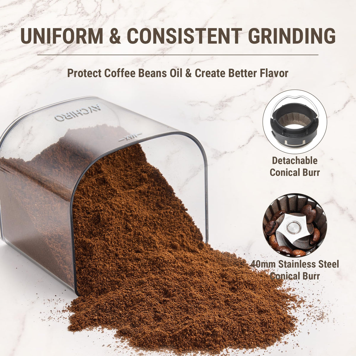 Electric Conical Burr Coffee Grinder with 30 Grind Settings U30416